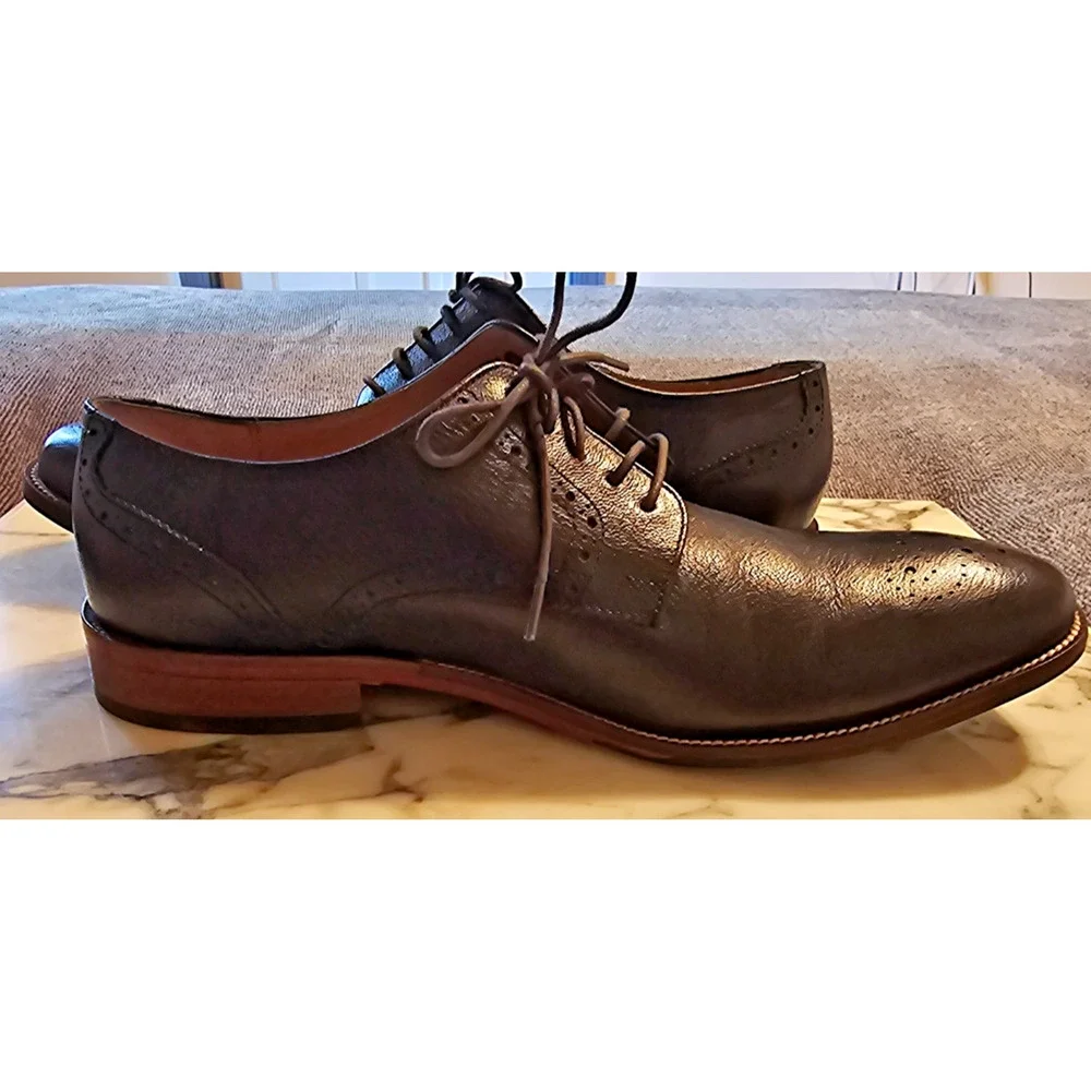 Cole Haan Williams Medallion II Oxford Blazer Blue Leather Men's Size 10